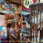 Fiera di fumetti e cosplay a Roma, con artisti e opere esposte, tra cui illustrazioni e figure iconiche del mondo nerd. Grande affluenza!