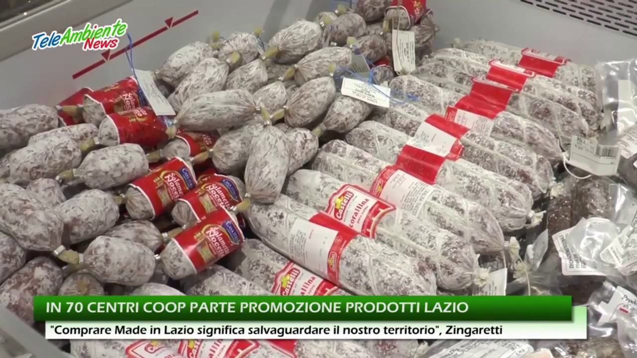 Prodotti tipici del Lazio in promozione nei centri COOP, evidenziando l'importanza del consumo locale e della salvaguardia del territorio.