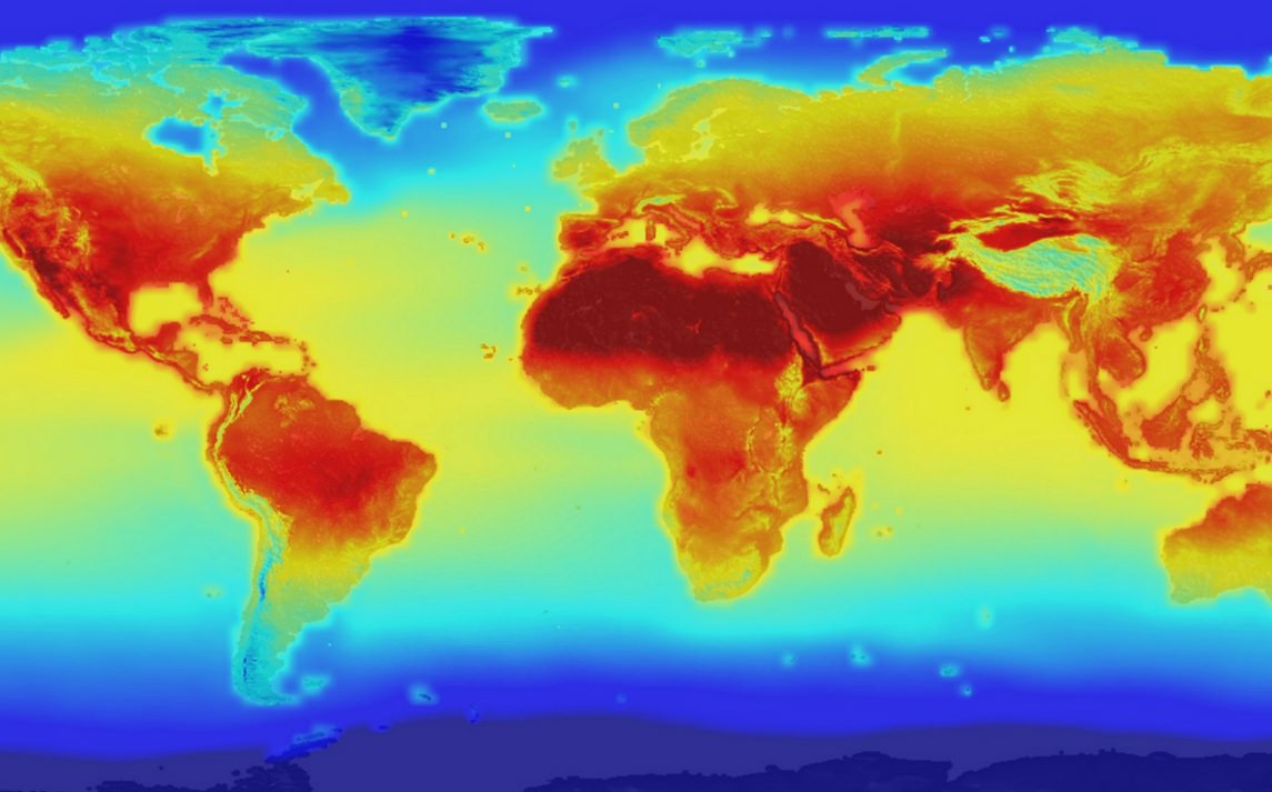 Mappa globale che illustra il riscaldamento terrestre, evidenziando gli impatti dell'America First di Trump sul clima.