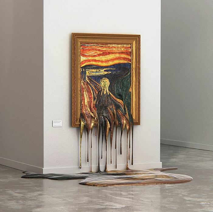 artista immagina scioglimento dipinti iconici alper dostal 2