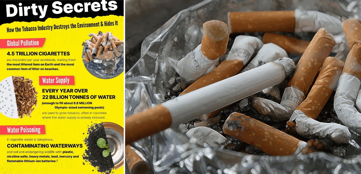 inquinamento industria del tabacco sigarette greenwashing