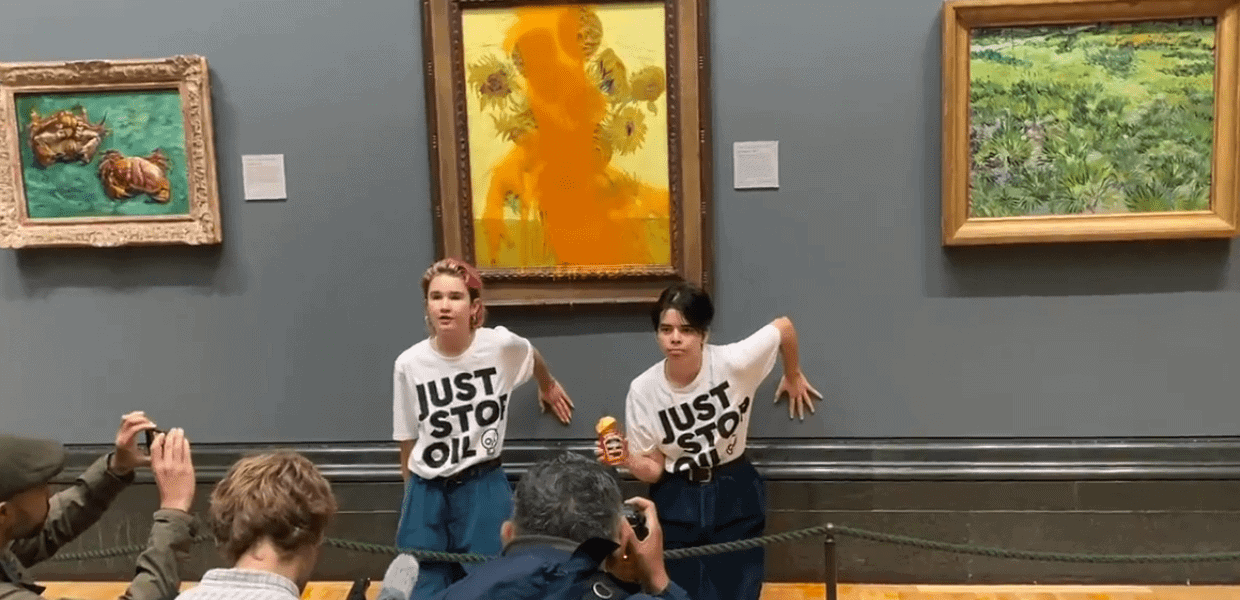 Attivisti Just Stop Oil Van Gogh Londra