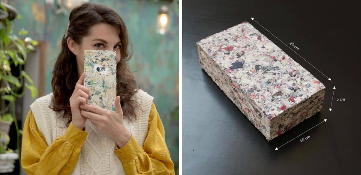 mattoni ecologici ricavati da abiti FabBRICK