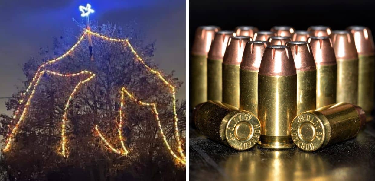 Albero di Natale decorato con cartucce da caccia: "Macabro e diseducativo"