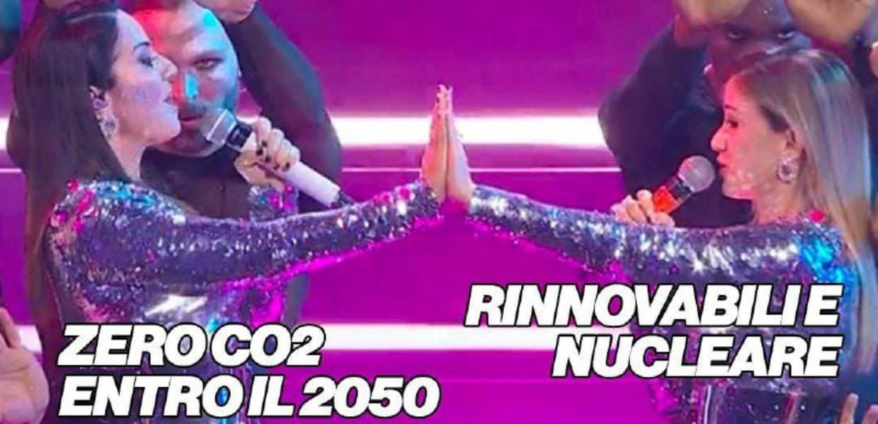 Sanremo 2023, Azione pubblica meme a sostegno dell'energia nucleare