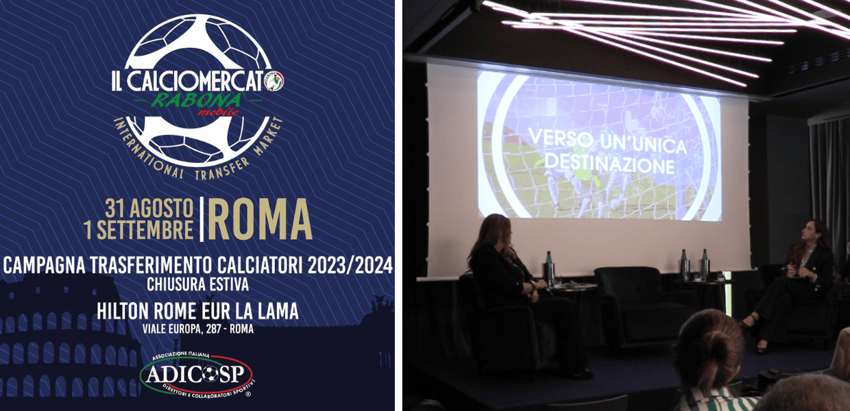 A Roma l'Adicosp - Associazione Direttori e Collaboratori Sportivi Calcio riunisce direttori sportivi e addetti al lavoro per gli ultimi due giorni di calciomercato, un evento che è anche un occasione per affrontare temi come la sostenibilità, il bullismo e il ruolo dello sport nell'educazione.