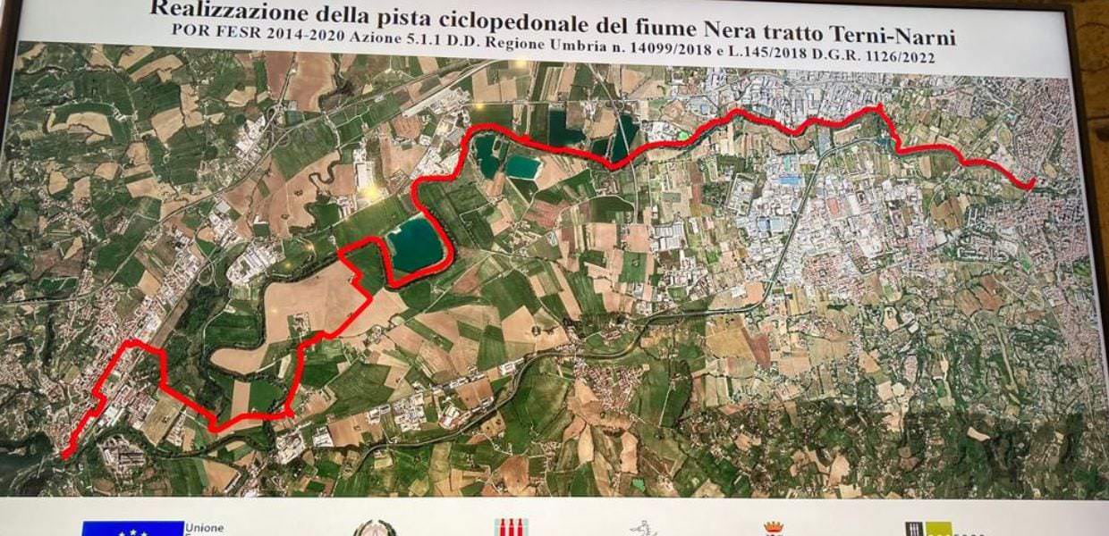 Umbria, vicina la fine dei lavori della ciclovia Assisi-Roma, foto percorso Terni-Narni
