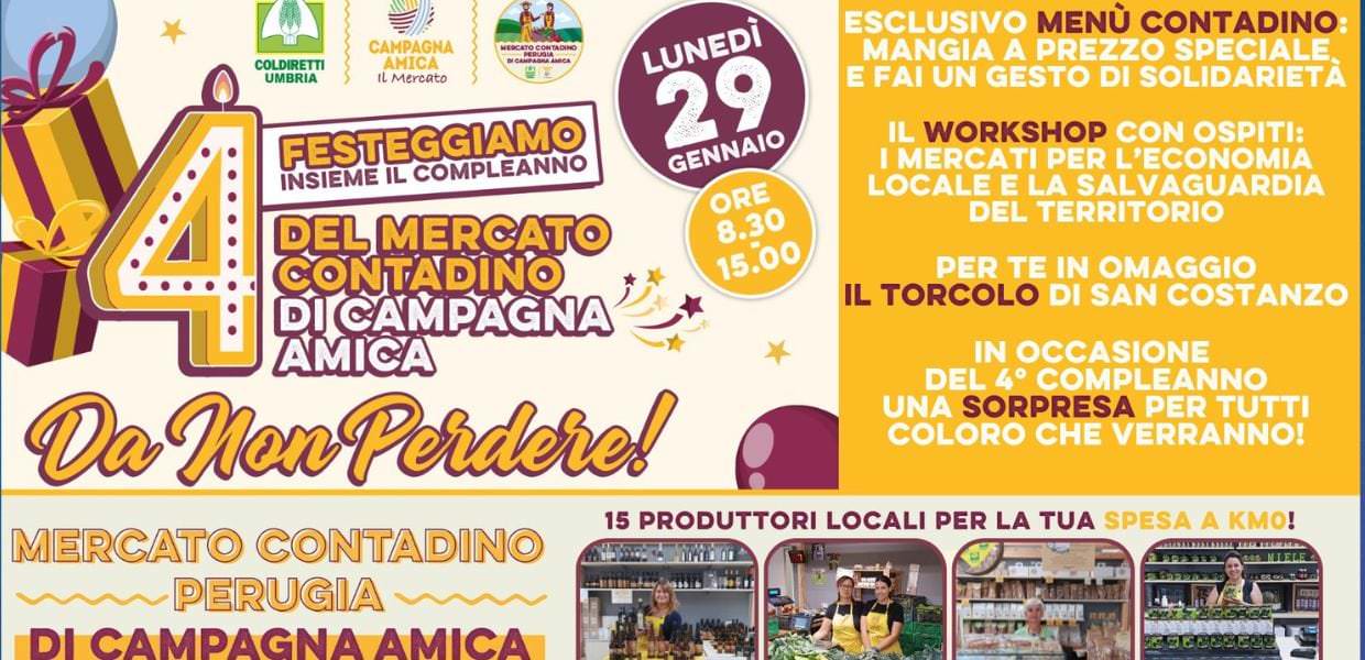 Perugia, torcolo e tradizione, per il compleanno del Mercato Contadino di Campagna Amica