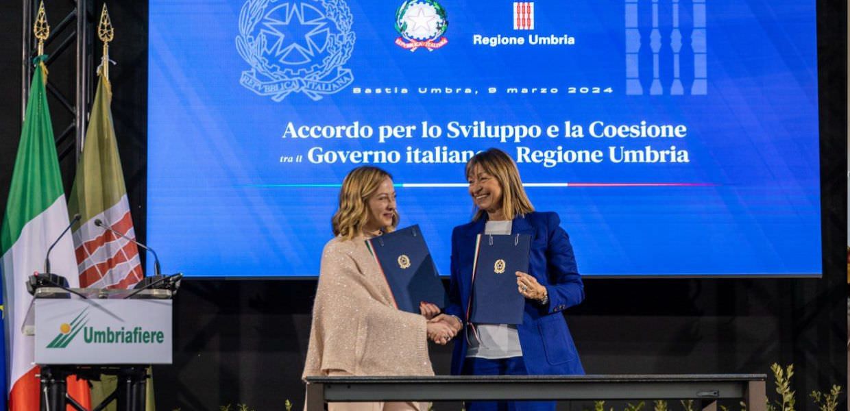 Umbria, Giorgia Meloni e Donatella Tesei, 210 Milioni grazie al Patto per la Coesione