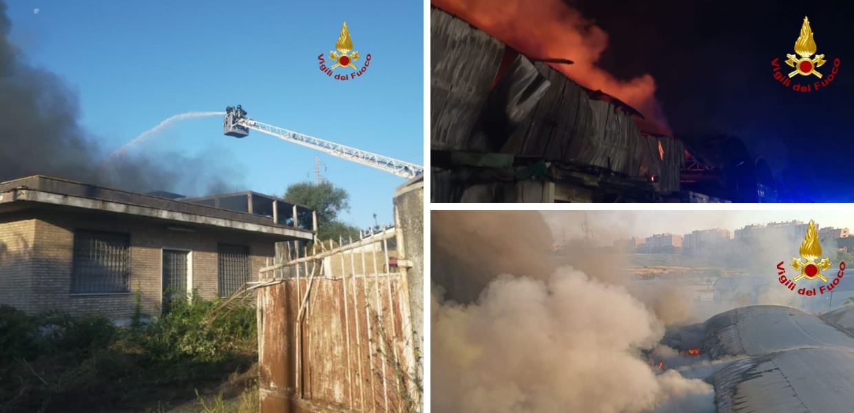 roma incendio san basilio magliana