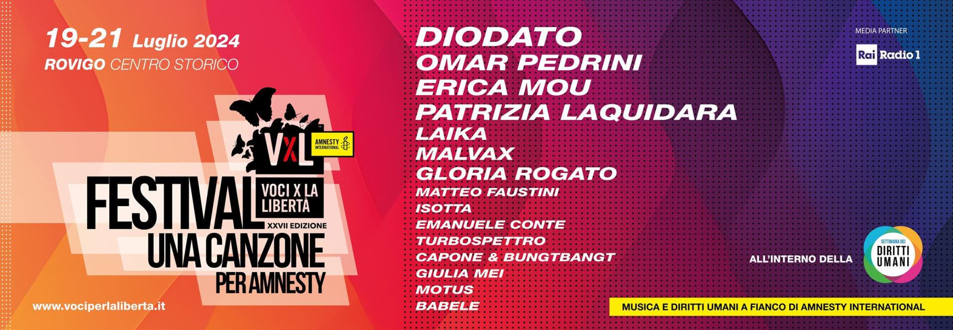 Musica, a Rovigo il festival ‘Voci per la Libertà’ con Diodato che riceve il Premio Amnesty