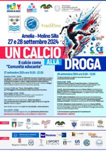 Amelia (Tr), compleanno della Comunità Incontro con l’iniziativa ‘Un calcio alla droga’, locandina