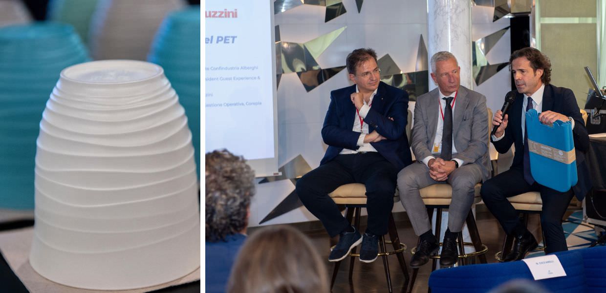 Fratelli Guzzini presenta il progetto Circle, enfatizzando sostenibilità e innovazione, durante un evento con esperti del settore.