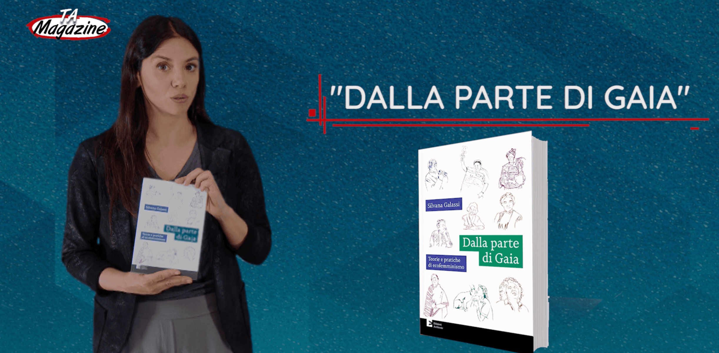 Alternativa al testo: Una donna presenta il libro 'Dalla parte di Gaia', che esplora il legame tra i diritti delle donne e la sostenibilità ambientale.