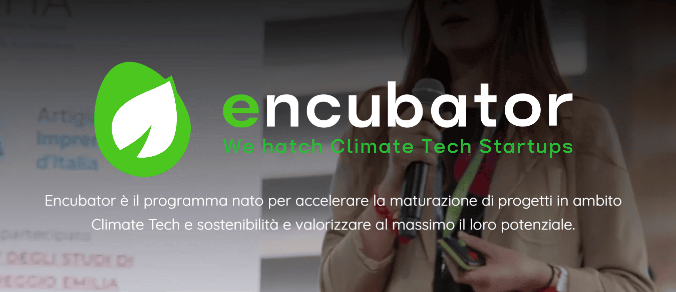 Logo di Encubator, programma per accelerare progetti Climate Tech e sostenibilità a Milano, promuovendo l'innovazione e il potenziale.