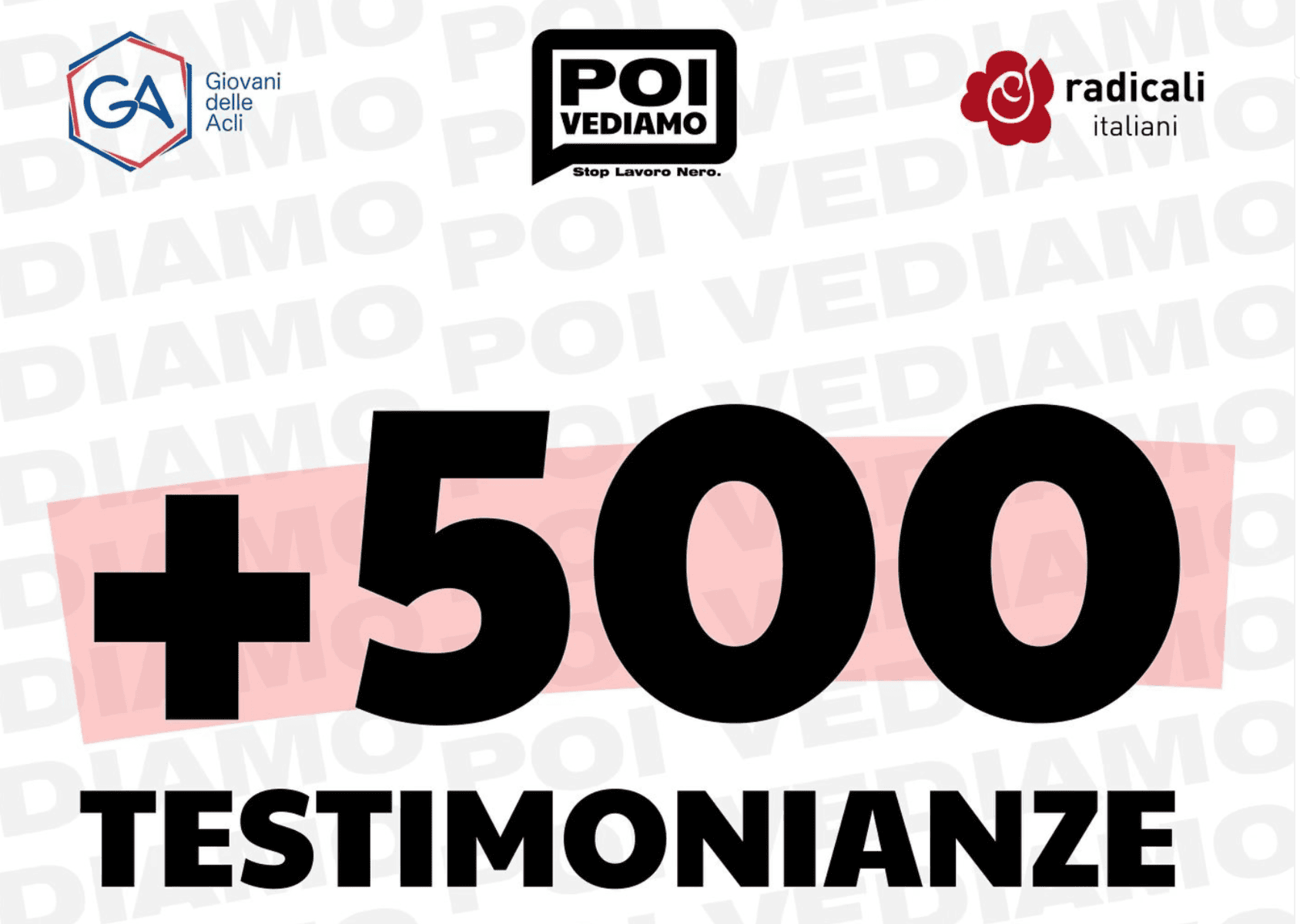 Testimonianza della campagna Stop Lavoro Nero con oltre 500 adesioni, promossa da Radicali e Giovani delle Acli per combattere il lavoro irregolare.