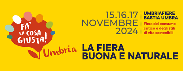 Dal 15 al 17 novembre 2024, presso il polo espositivo Umbriafiere di Bastia Umbra (PG), l’edizione del decennale di Fa’ la cosa giusta! Umbria, la mostra mercato delle eccellenze produttive italiane “green”