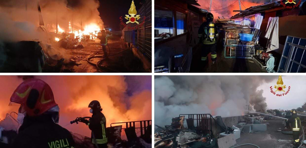 incendio roma capannone tor cervara