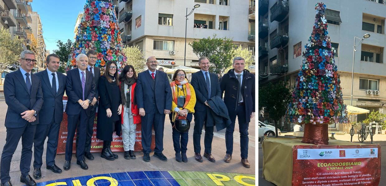 Corepla illumina il Natale, a Palermo un albero simbolo di riciclo e rinascita