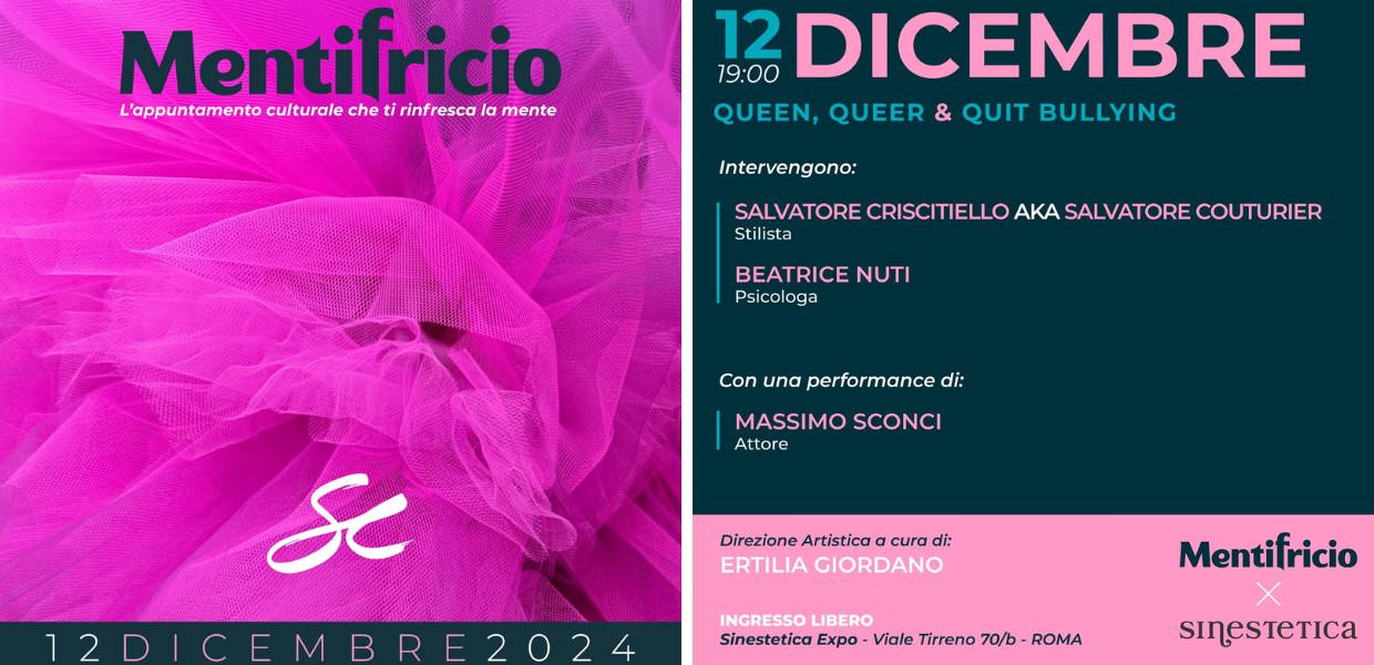 Mentifricio, il 12 dicembre l'evento Queen, Queer & Quit Bullying