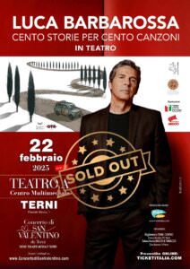 A Terni le ‘Cento Storie per Cento Canzoni’ di Luca Barbarossa, locandina evento