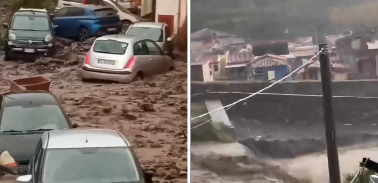 Auto sommerse dalla furia delle acque durante un nubifragio in Sicilia, con strade trasformate in fiumi. Guarda il video per maggiori dettagli.
