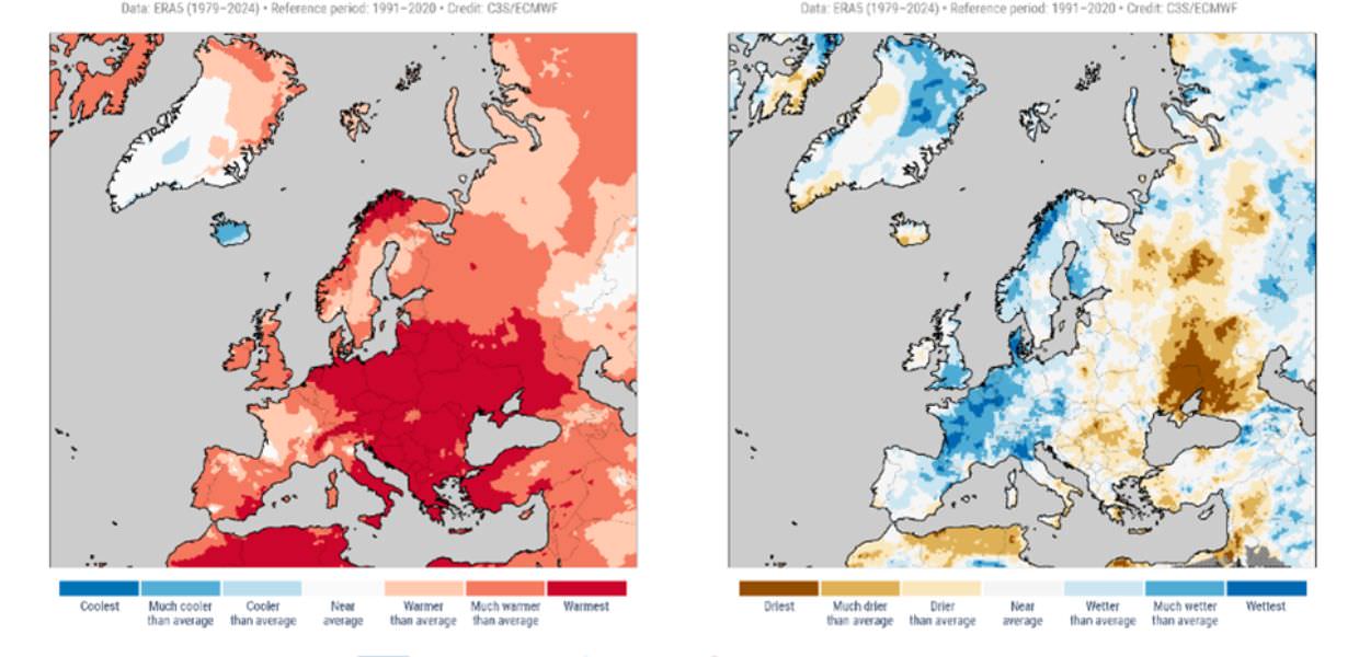 Il 2024 è stato l'anno più caldo per l'Europa (che si riscalda al doppio della velocità)