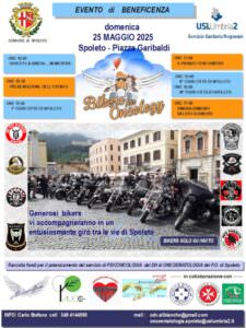 Spoleto (Pg) ospita ‘Bikers for oncology’, tanti motociclisti in piazza per sostenere i pazienti oncologici, locandina evento