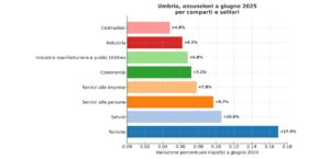 Turismo, le imprese umbre del settore aumentano le assunzioni, per un’estate da tutto esaurito, grafica assunzioni comparti