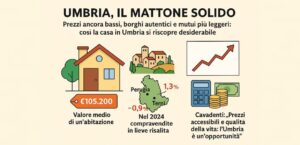 In Umbria i prezzi delle case sono i più bassi del centro Italia, infografica mattone solido