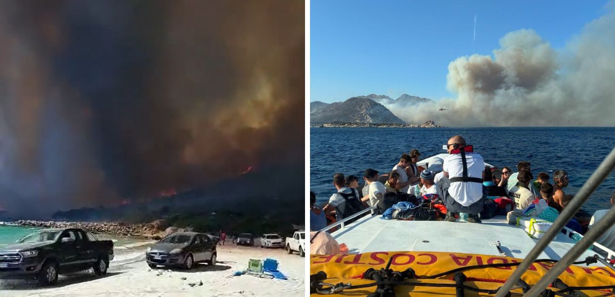 Incendio in Sardegna, oltre 100 bagnanti salvati via mare | VIDEO