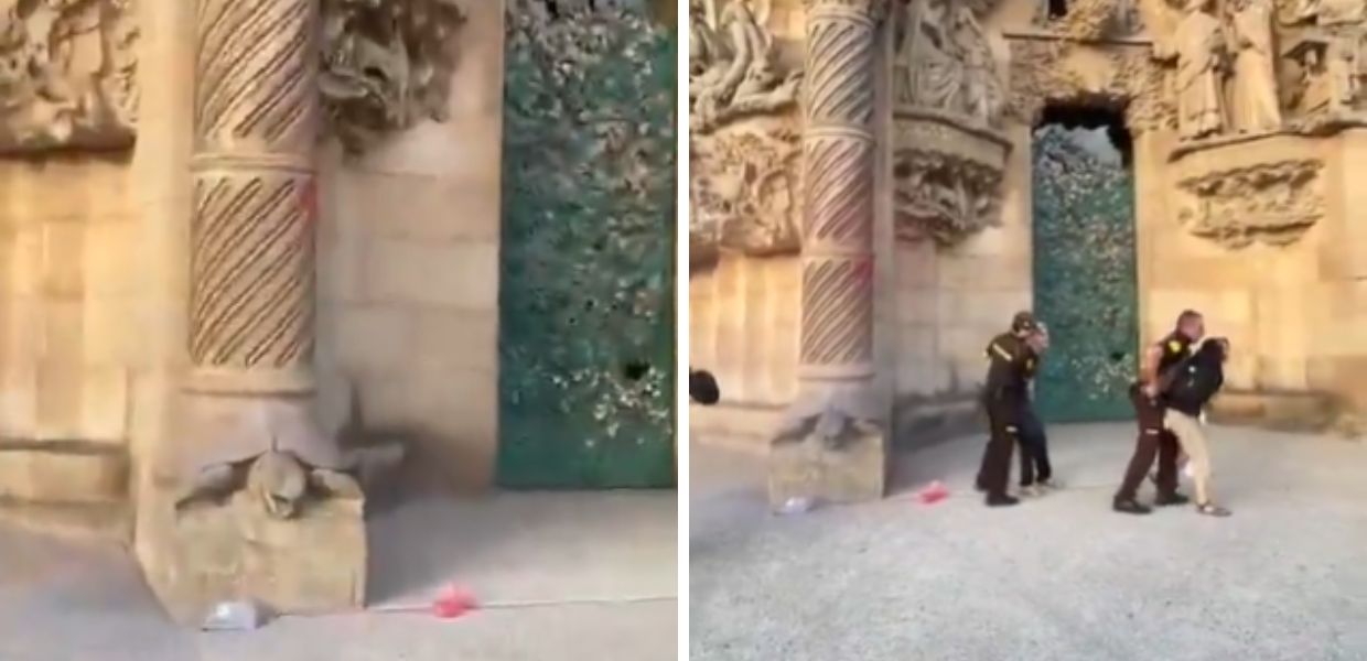 Spagna, attivisti per il clima lanciano vernice rossa sulla Sagrada Familia