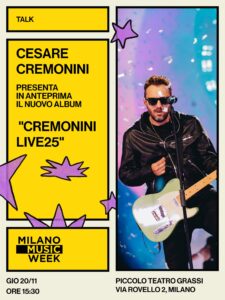 Musica, dal 17 al 23 novembre la ‘Milano Music Week’ 1 Musica, dal 17 al 23 novembre la nona edizione della ‘Milano Music Week’, Cesare Cremonini
