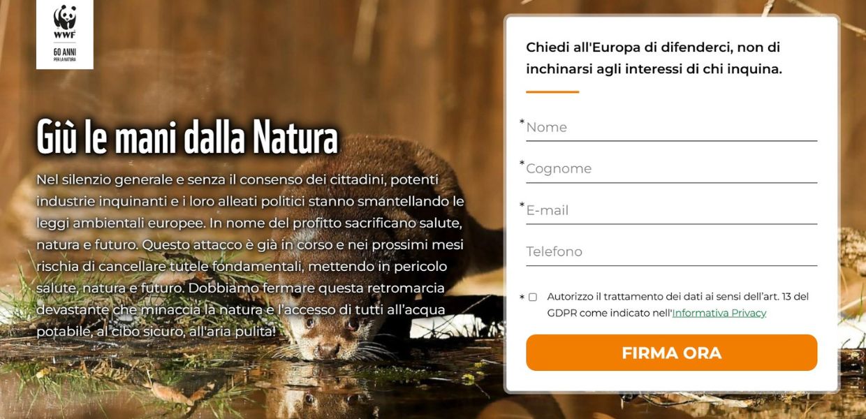 Giù le mani dalla Natura, la petizione del WWF Italia