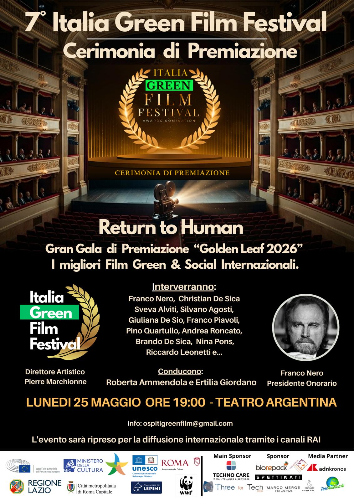 Cerimonia di premiazione e gran serata di gala VII Italia Green Film Festival 1 Locandina IGFF 2026