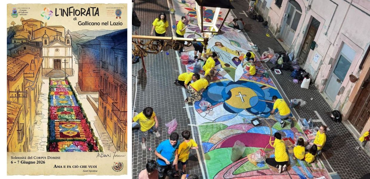 Sabato 6 e domenica 7 giugno Gallicano nel Lazio, in provincia di Roma, si trasforma in un museo a cielo aperto con la prima infiorata sostenibile realizzata con materiali di scarto.