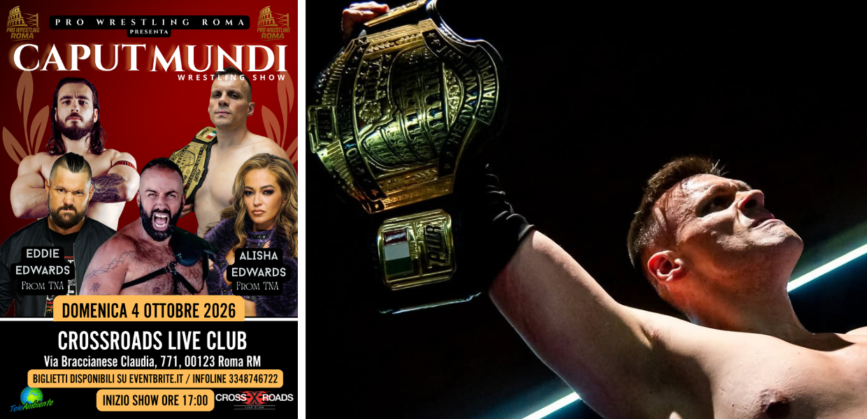 Domenica 4 ottobre il Crossroads Live Club ospita il nuovo show della Pro Wrestling Roma: in programma anche Karim Brigante, Camilla, Christian Gladio, Adriano e un Lumberjack Match.